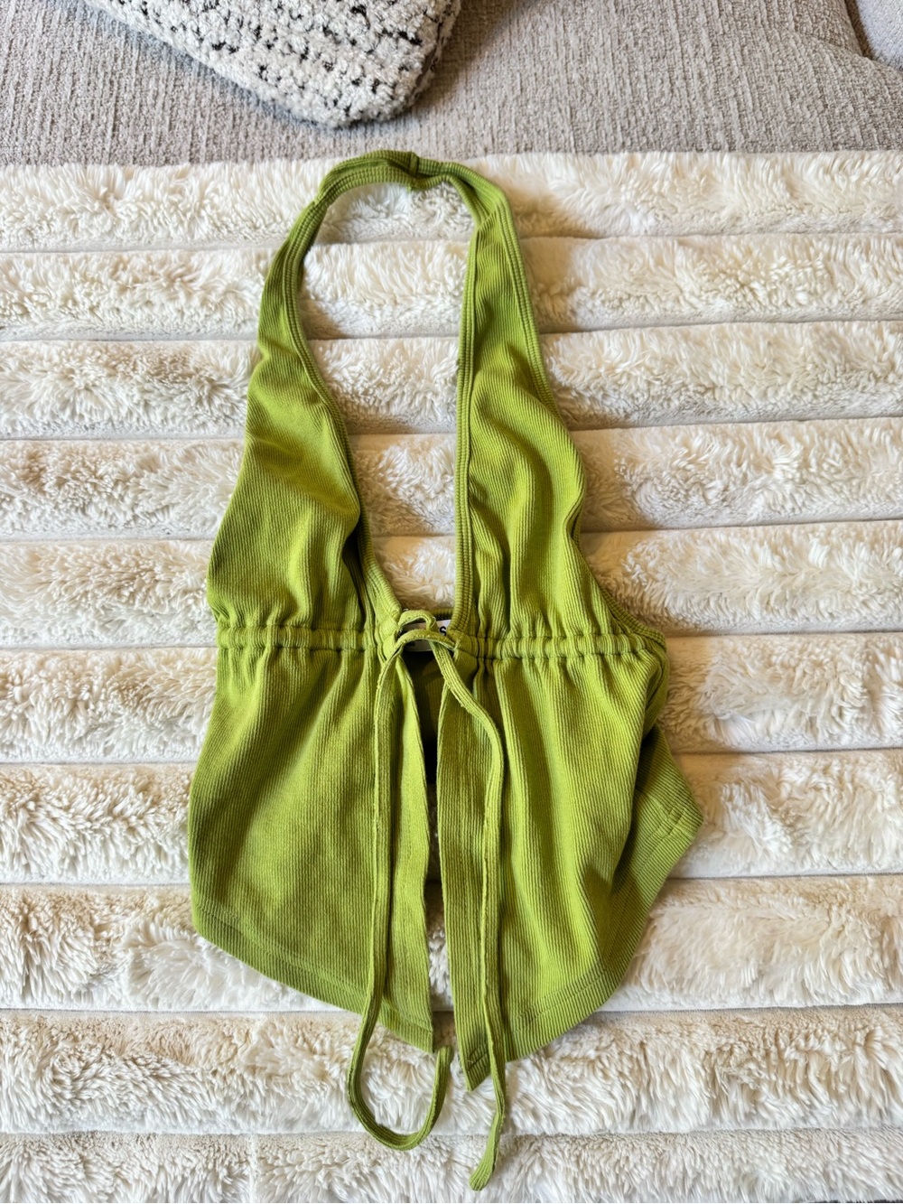 Princess Polly green tie front halter top